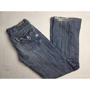 Miss Me Jeans Womens Size 29 Blue Flared‎ Embellished Stone Wood Pants